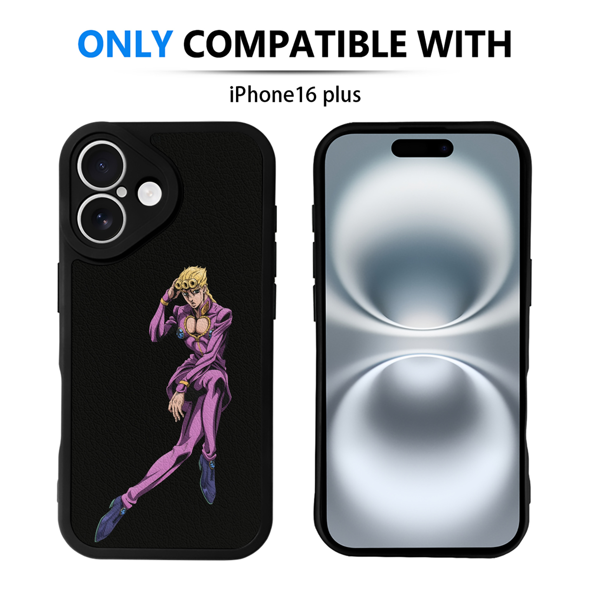 （画像用） ジョジョの奇妙な冒険 ジョルノ?ジョバァーナ JoJo's Bizarre Adventure Giorno Giovanna 【iPhone 16シリーズ対応】シリコンスマホケース（レザー調） 材質：シリコン